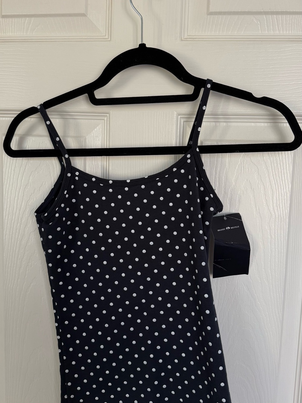 NWT One Size Brandy Melville Polka Dot Black Women's Spaghetti Strap Top💙🤍